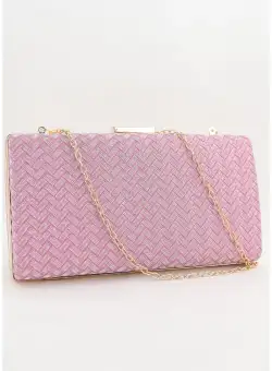 Clutch roz cu glitter si model geometric