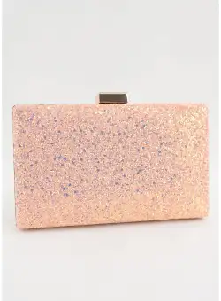 Clutch roz-piersica cu glitter