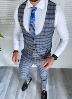 Compleu barbati in carouri Vesta + Pantaloni A3943 2-2.1