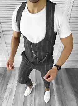 Compleu barbati Vesta + Pantaloni negru 11614 129-3