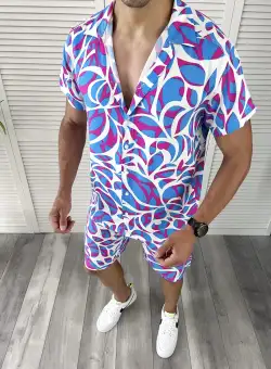 Compleu de vara camasa imprimeu + pantaloni 12002 D11-2