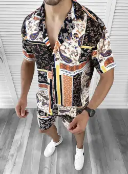 Compleu de vara camasa imprimeu + pantaloni 12067 I2-3.2