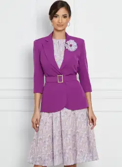 Compleu Dy Fashion cu sacou mov si rochie cu flori