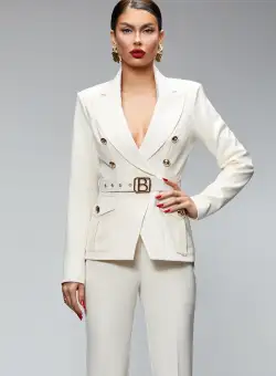 Compleu elegant casual ivoire format din doua piese