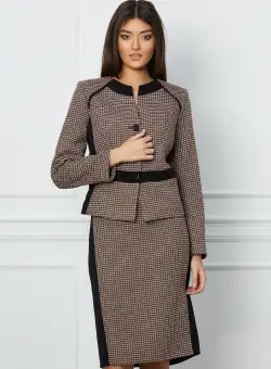 Compleu Nadia maro cu imprimeuri gri