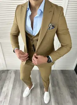 Costum barbati maro slim fit in sacou + pantaloni 11734 P20-5.1