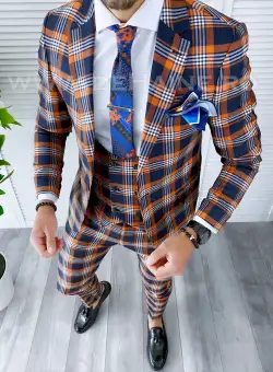 Costum barbati slim fit + Vesta A7802 P18-3.3