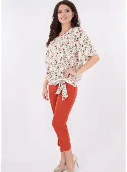 Costum elegant bluza si pantaloni caramizii