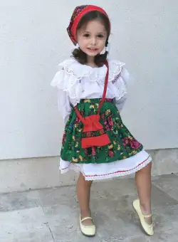 Costum Traditional Fetite 1-8 ani ( verde)