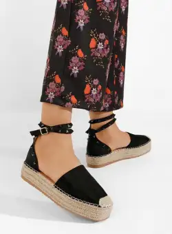Espadrile cu snur negre Adelie