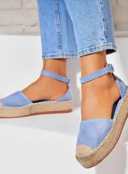 Espadrile dama Albastre din Piele Ecologica Intoarsa Wendy