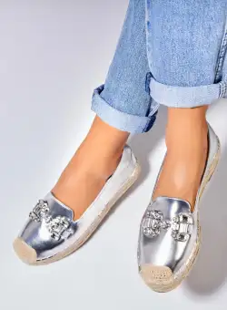 Espadrile dama Argintii din Piele Ecologica Mavy