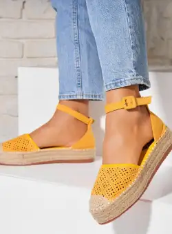 Espadrile dama Galbene din Piele Ecologica Intoarsa Eastyn