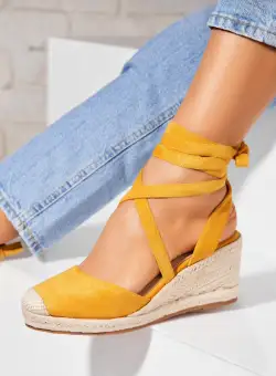 Espadrile dama Galbene din Piele Ecologica Intoarsa Senya