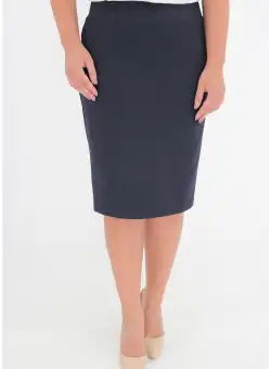 Fusta conica din stofa bleumarin