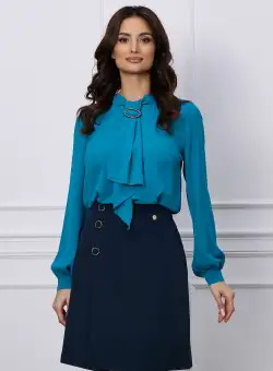 Fusta Dy Fashion bleumarin scurta cu nasturi