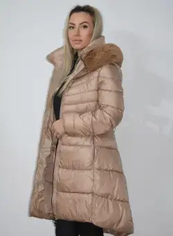 Gaeaca bej cu buzunare laterale si centura detasabila