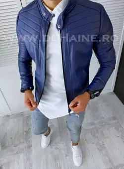 Geaca barbati bleumarin piele ecologica b2803 N1-2 29-5