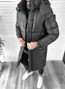 Geaca barbati de iarna neagra indigo lunga 5132 49