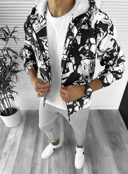 Geaca barbati de toamna cu imprimeu din fas subtire 12274 O5-4.3