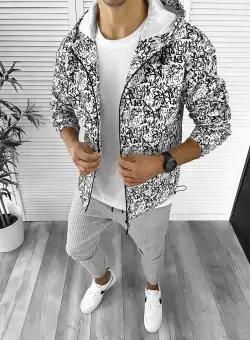 Geaca barbati de toamna cu imprimeu din fas subtire 12333 I18-2.2