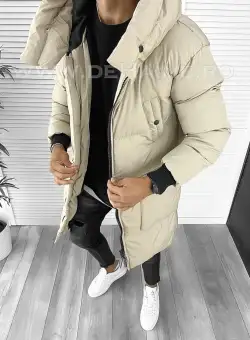 Geaca barbati groasa bej de iarna B9411 D1-4/E