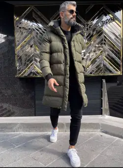 Geaca barbati groasa de iarna kaki B9648 