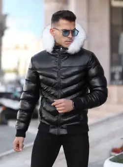 Geaca barbati groasa de iarna neagra 12340