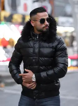 Geaca barbati groasa de iarna neagra 12345 62