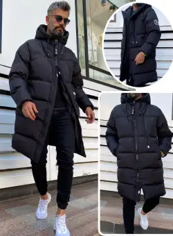 Geaca barbati groasa neagra de iarna B6190 E/D1-5