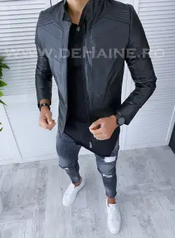 Geaca barbati neagra piele ecologica B2840 67