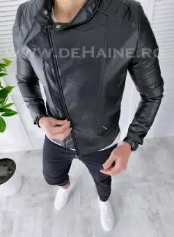 Geaca barbati neagra piele ecologica B3031** J10-4