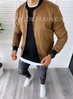 Geaca barbati primavara maro inchis B6327 Z4-3