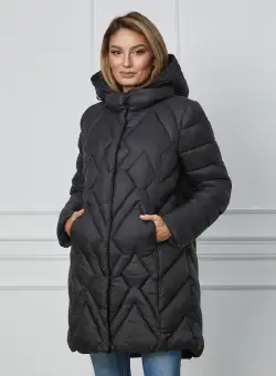 Geaca Bianca neagra din fas cu gluga