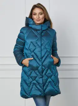 Geaca Bianca turcoaz din fas cu gluga