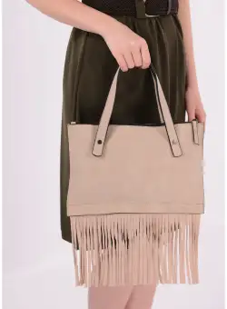 Geanta bej cu franjuri