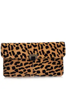 Geanta plic dama din piele naturala,Leofex - 4013 Cognac+negru velur