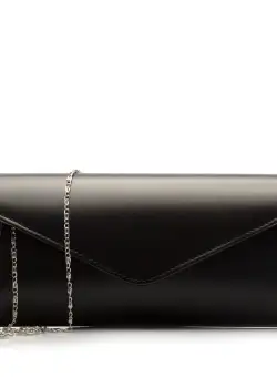 Geantă plic damă din piele naturală,Leofex - 4014 Negru Box