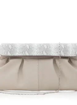 Geanta plic dama din piele naturala,Leofex - 4016 Gri deschis box