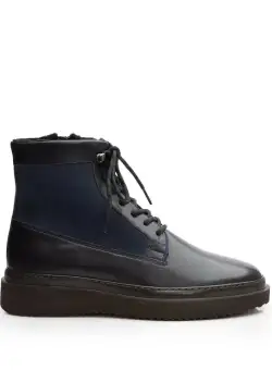 Ghete barbati din piele naturala, Leofex- 687 Blue Box Velur