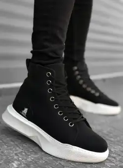 Ghete barbati negre cu talpa alba BA0155 A33-4