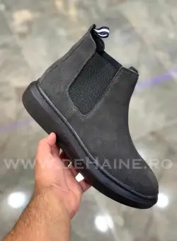 Ghete barbati piele intoarsa gri cu mic defect B3398 N8-1