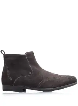 Ghete casual bărbați din piele naturală, Leofex - 705 Negru Velur