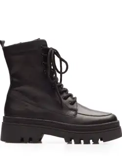 Ghete damă din piele naturală, Leofex - 010 Negru Box