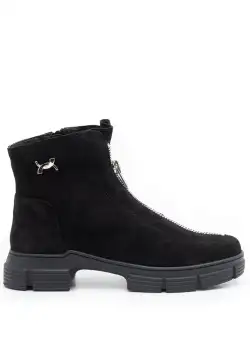 Ghete dama din piele naturala, Leofex - 266 negru velur