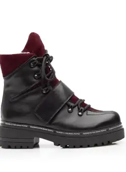 Ghete dama din piele naturala, Leofex - 278 Negru Mov Box Velur