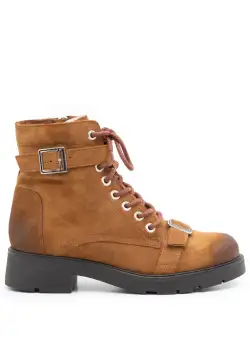 Ghete dama din piele naturala, Leofex - 298 Cognac velur