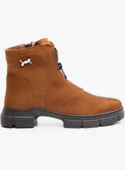 Ghete damă din piele naturală, Leofex - 355 Camel Velur