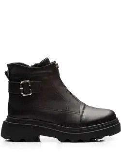 Ghete damă din piele naturală, Leofex - 427 Negru Box