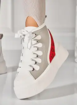 Ghete Dama Imblanite Albe din Piele Ecologica Alivia